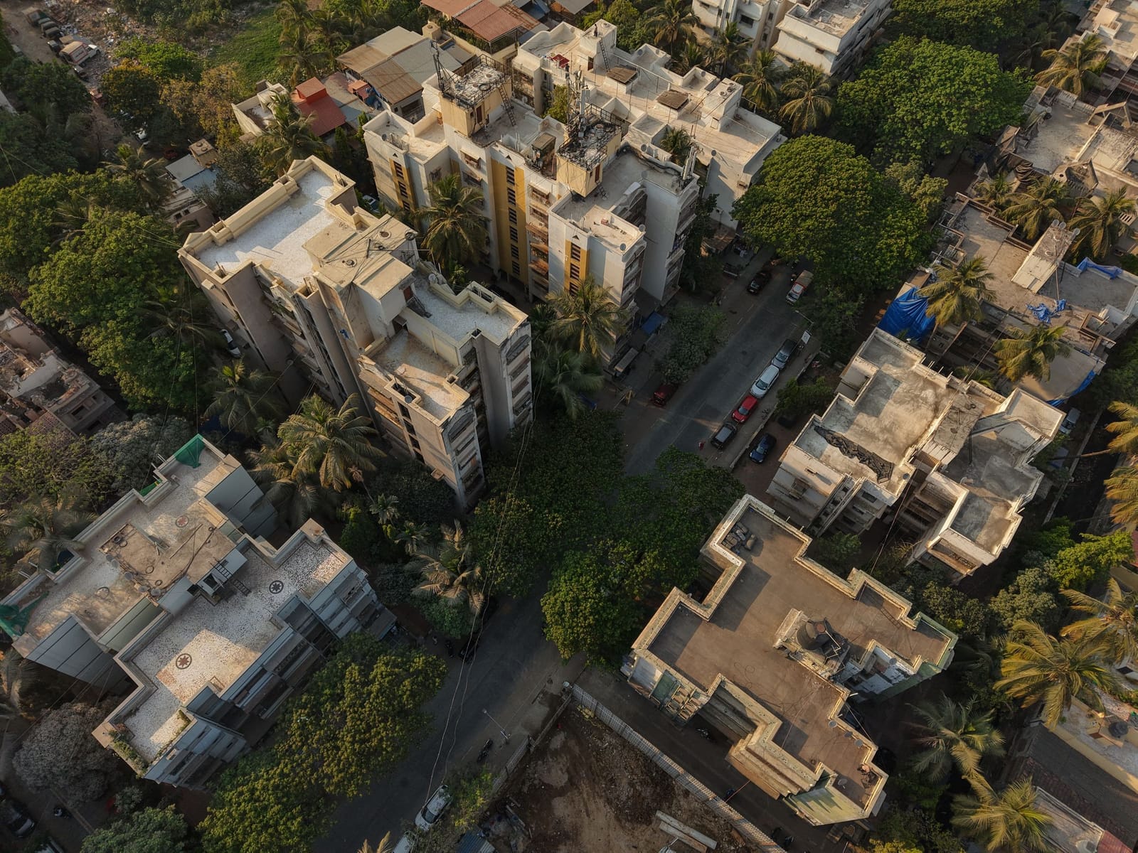 A Mumbai neighbourhood from above — housing and trees running to the horizon.